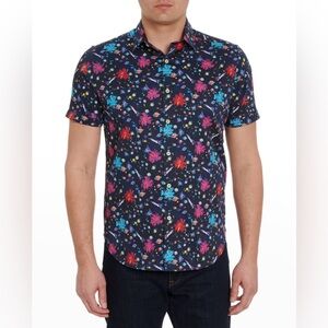 Robert Graham Classic Fit Short Sleeve Button Down Shirt RARE large